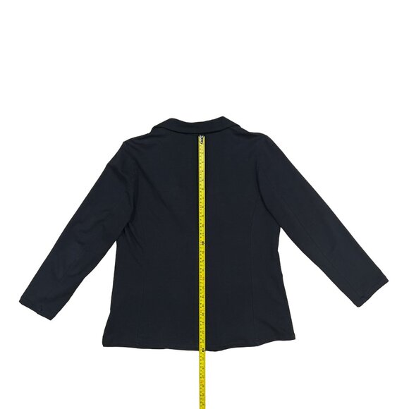 Black One-Button Cotton Stretch Blazer — Made in USA — Pleione Size M - Picture 11 of 12